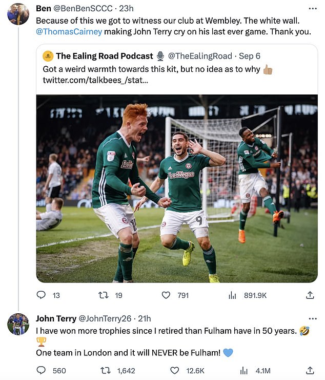 El Fulham se burla sin piedad de John Terry, leyenda del Chelsea, en las redes sociales después de que la administración de los Cottagers enviara una hilarante respuesta inspirada en los Inbetweeners al brutal menosprecio del ex capitán de Inglaterra.