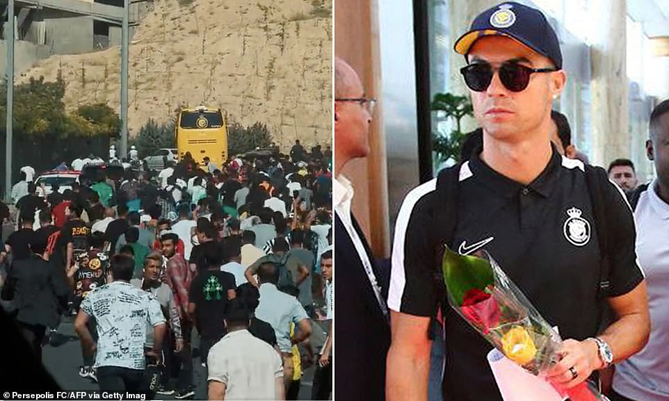 Los aficionados acuden en masa al hotel de Ronaldo tras su llegada a Irán